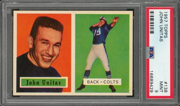 1957 Topps Football #138 John Unitas Rookie Card – PSA MINT 9